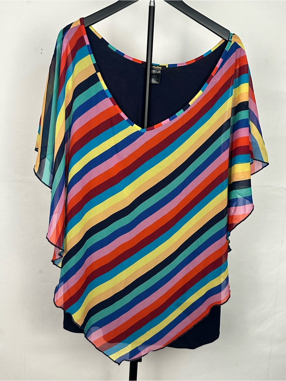 Women’s Multi-Color Striped V-Neck Blouse